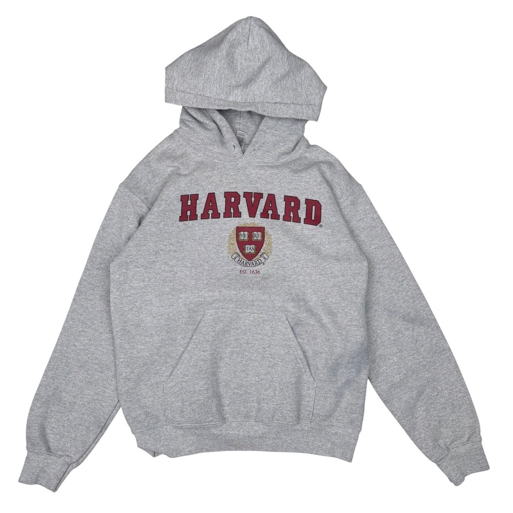 Harvard Hoodie Heather Grey Collegiate Ivy League‎ Preppy Streetwear Size M